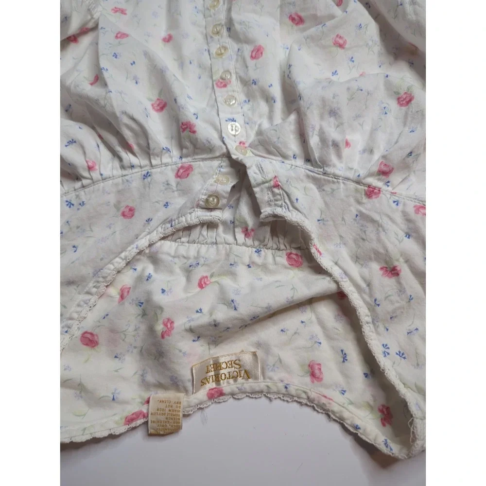 VTG Victoria's Secret Gold Label Cotton Floral Nightgown Cottagecore Prairie L